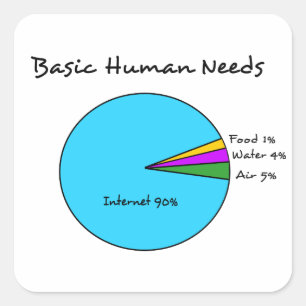 Funny Basic Human Needs voor computerliefhebbers Vierkante Sticker