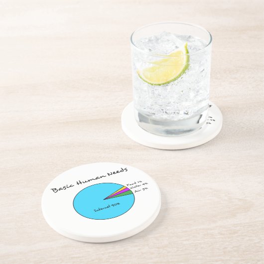 Funny Basic Human Needs voor computerliefhebbers Zandsteen Onderzetter (Zijkant)