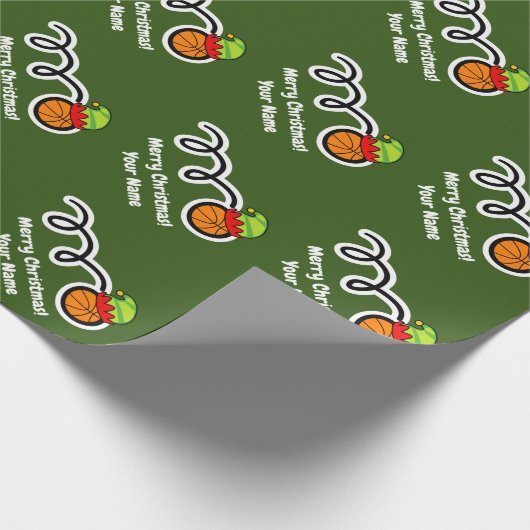 Funny basketbal met elf petten kerstmis   cadeaupapier (Hoek)