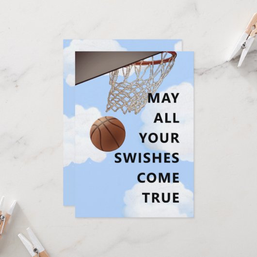 Funny Basketball Birthday Kaart (Voorkant / Achterkant in situ)