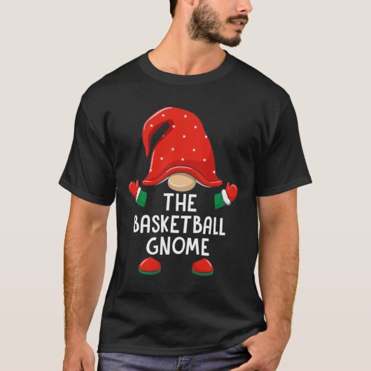 Funny Basketball Gnome Kerstwedstrijd Familie B T-shirt (Voorkant)