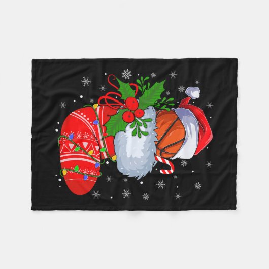 Funny Basketball in kerstSokken Santa Basketba Fleece Deken (Voorkant (Horizontaal))