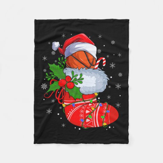Funny Basketball in kerstSokken Santa Basketba Fleece Deken (Voorkant)