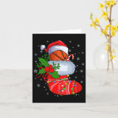 Funny Basketball in kerstSokken Santa Basketba Kaart (Gele Bloem)