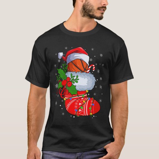 Funny Basketball in kerstSokken Santa Basketba T-shirt (Voorkant)