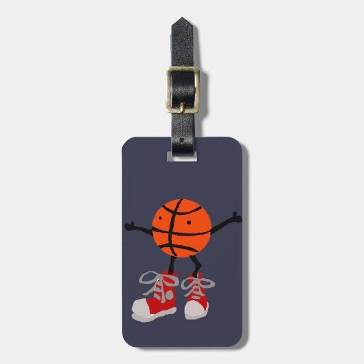 Funny Basketball in Red High Topjes Cartoon Bagagelabel (Voorkant verticaal)