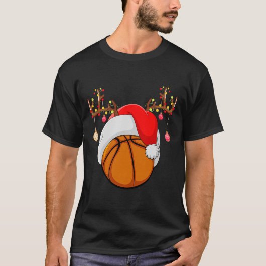 Funny Basketball Lover Reindeer Santa Basketball C T-shirt (Voorkant)