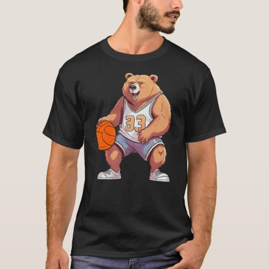Funny Basketball Player Fan Bear Game Day Team Coa T-shirt (Voorkant)