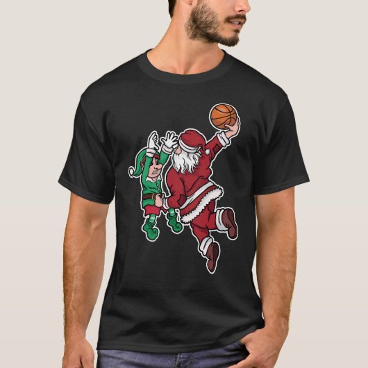 Funny Basketball Santa T-shirt (Voorkant)