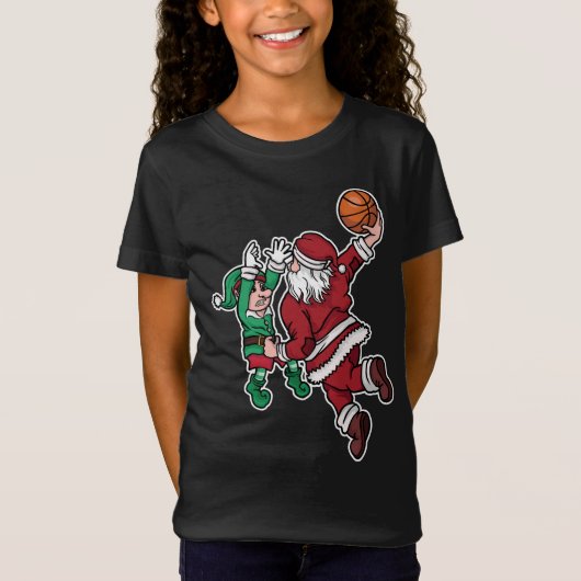 Funny Basketball Santa T-shirt (Voorkant)