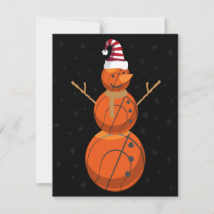 Funny Basketball Snowman Kerstmis Nieuwjaar Notitiekaartje