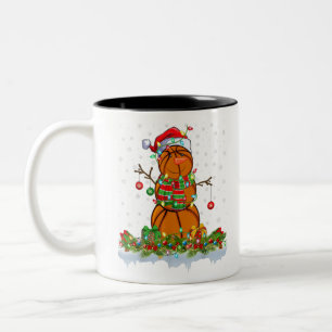 Funny Basketball Snowman Xmas Licht Basketball Ch Tweekleurige Koffiemok