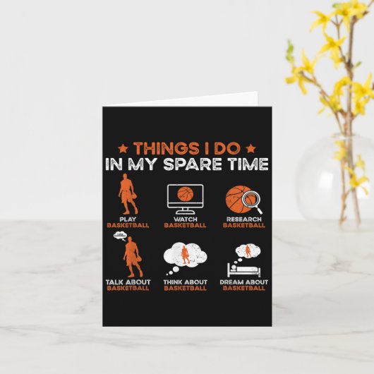 Funny Basketball Things I Do In My Spare Time Bask Kaart (Gele Bloem)