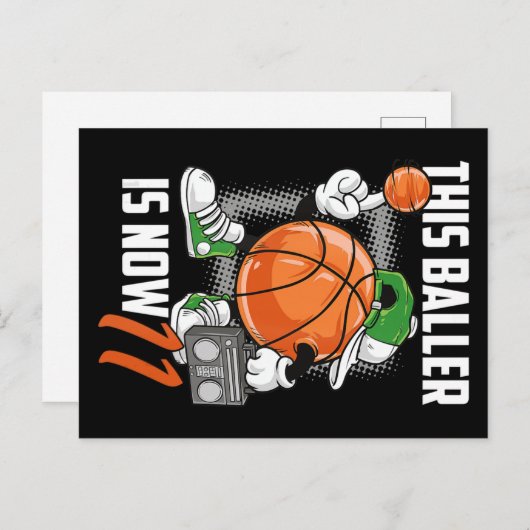 Funny basketbalspeler verjaardag 11 jaar briefkaart (Voorkant / Achterkant)