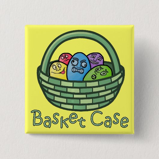 Funny Basketcase Pasen Vierkante Button 5,1 Cm (Voorkant)