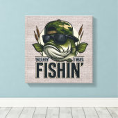 Funny Bass Fishing  Canvas Afdruk (Insitu (Houten vloer))