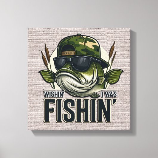 Funny Bass Fishing  Canvas Afdruk (Voorkant)