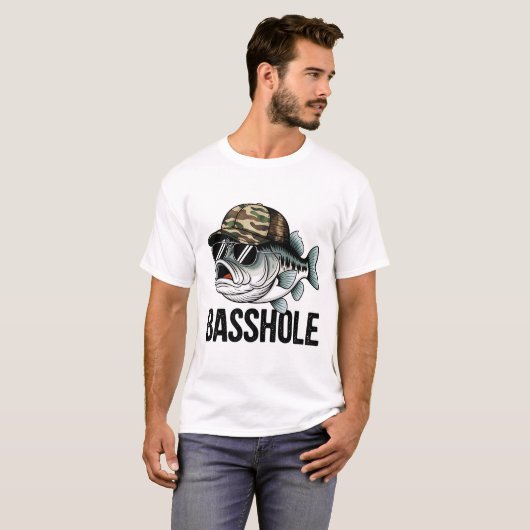 Funny Bass Gevist Shirt | Basshole Dad T-shirt (Voorkant volledig)