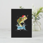 Funny Bass Vist Santa Hat Kerstmis Pajama Fish Kaart (Staand voorkant)