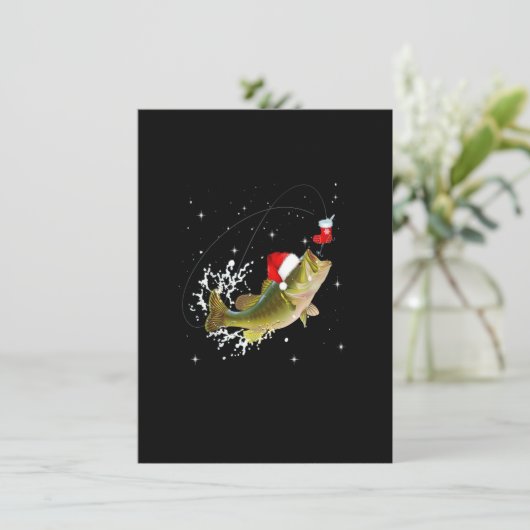 Funny Bass Vist Santa Hat Kerstmis Pajama Fish Kaart (Staand voorkant)