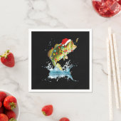Funny Bass Vist Santa Hat Kerstmis Pajama Fish Servet (Insitu)