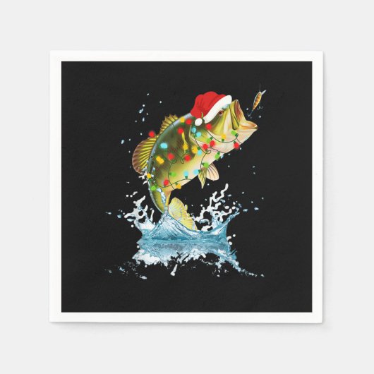 Funny Bass Vist Santa Hat Kerstmis Pajama Fish Servet (Voorkant)