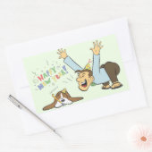 Funny Basset en Man vieren nieuwe jaren Cartoon Rechthoekige Sticker (Envelop)