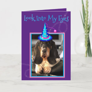 Funny Basset Hound Birthday-kaart met wizard Kaart