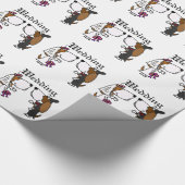 Funny Basset Hound Bride en Groom Wedding Art Cadeaupapier (Hoek)