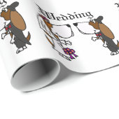 Funny Basset Hound Bride en Groom Wedding Art Cadeaupapier (Rol Hoek)