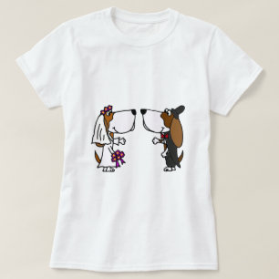Funny Basset Hound Bride en Groom Wedding Art T-shirt