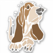 Funny Basset Hound Dog Abstracte kunst Sticker (Voorkant)