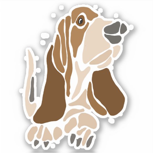 Funny Basset Hound Dog Abstracte kunst Sticker (Voorkant)