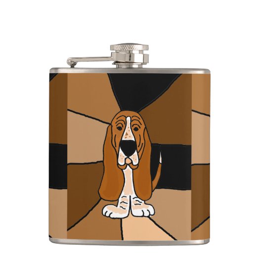 Funny Basset Hound Dog Art Heupfles (Voorkant)