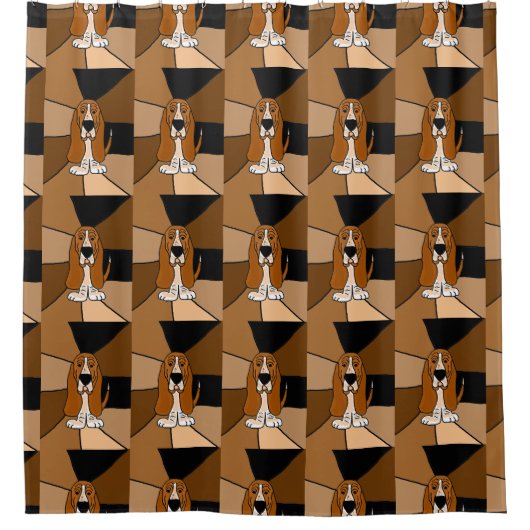Funny Basset Hound Dog Art Showgordijn Douchegordijn (Voorkant)