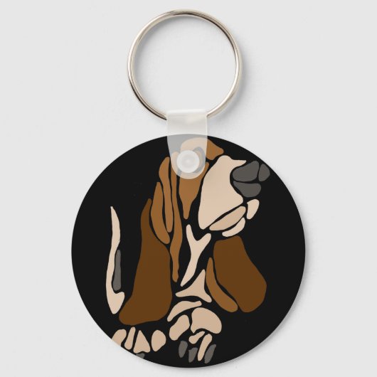 Funny Basset Hound Dog Art Sleutelhanger (Voorkant)