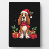 Funny Basset Hound Dog Christmas Outfits Santa Hat Fotoplaat (voorkant)