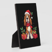 Funny Basset Hound Dog Christmas Outfits Santa Hat Fotoplaat (Zijkant)