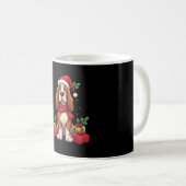 Funny Basset Hound Dog Christmas Outfits Santa Hat Koffiemok (Voorkant rechts)