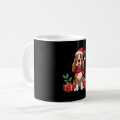 Funny Basset Hound Dog Christmas Outfits Santa Hat Koffiemok (Voorkant links)