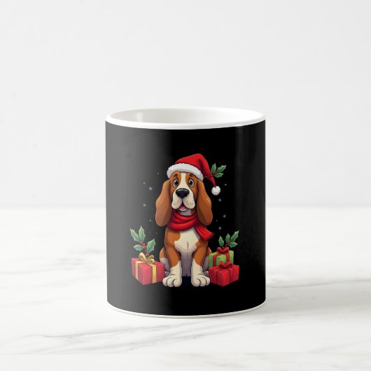 Funny Basset Hound Dog Christmas Outfits Santa Hat Koffiemok (Center)