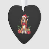 Funny Basset Hound Dog Christmas Outfits Santa Hat Ornament (voorkant)