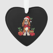 Funny Basset Hound Dog Christmas Outfits Santa Hat Ornament (voorkant)