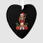 Funny Basset Hound Dog Christmas Outfits Santa Hat Ornament (voorkant)