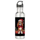 Funny Basset Hound Dog Christmas Outfits Santa Hat Waterfles (Voorkant)