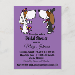 Funny Basset Hound Dog Wedding Uitnodiging Briefkaart