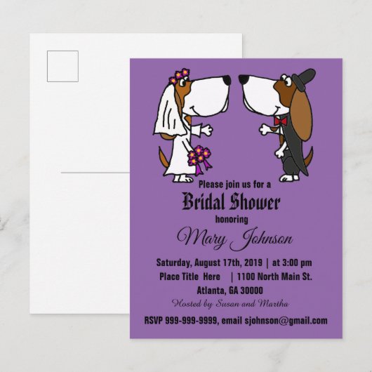 Funny Basset Hound Dog Wedding Uitnodiging Briefkaart (Voorkant / Achterkant)