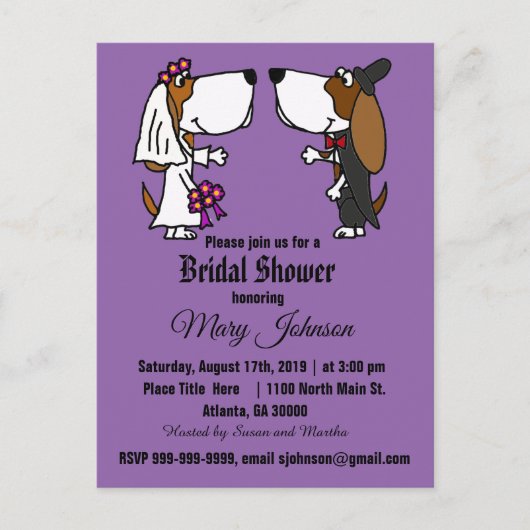 Funny Basset Hound Dog Wedding Uitnodiging Briefkaart (Voorkant)