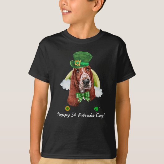 Funny Basset Hound Gold St. Patricks Day T-shirt (Voorkant)