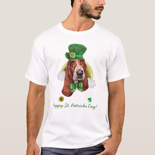 Funny Basset Hound Gold St. Patricks Day T-shirt (Voorkant)